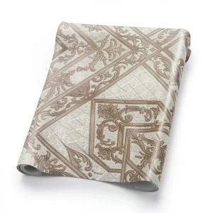 Vinyl Wallpaper Patterned Design 15.6m × 100cm Brown with Beige