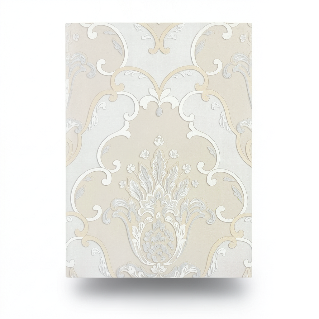 Classic Wallpaper Beige with Light Gray, Size 10m×1.06m, Model 83006