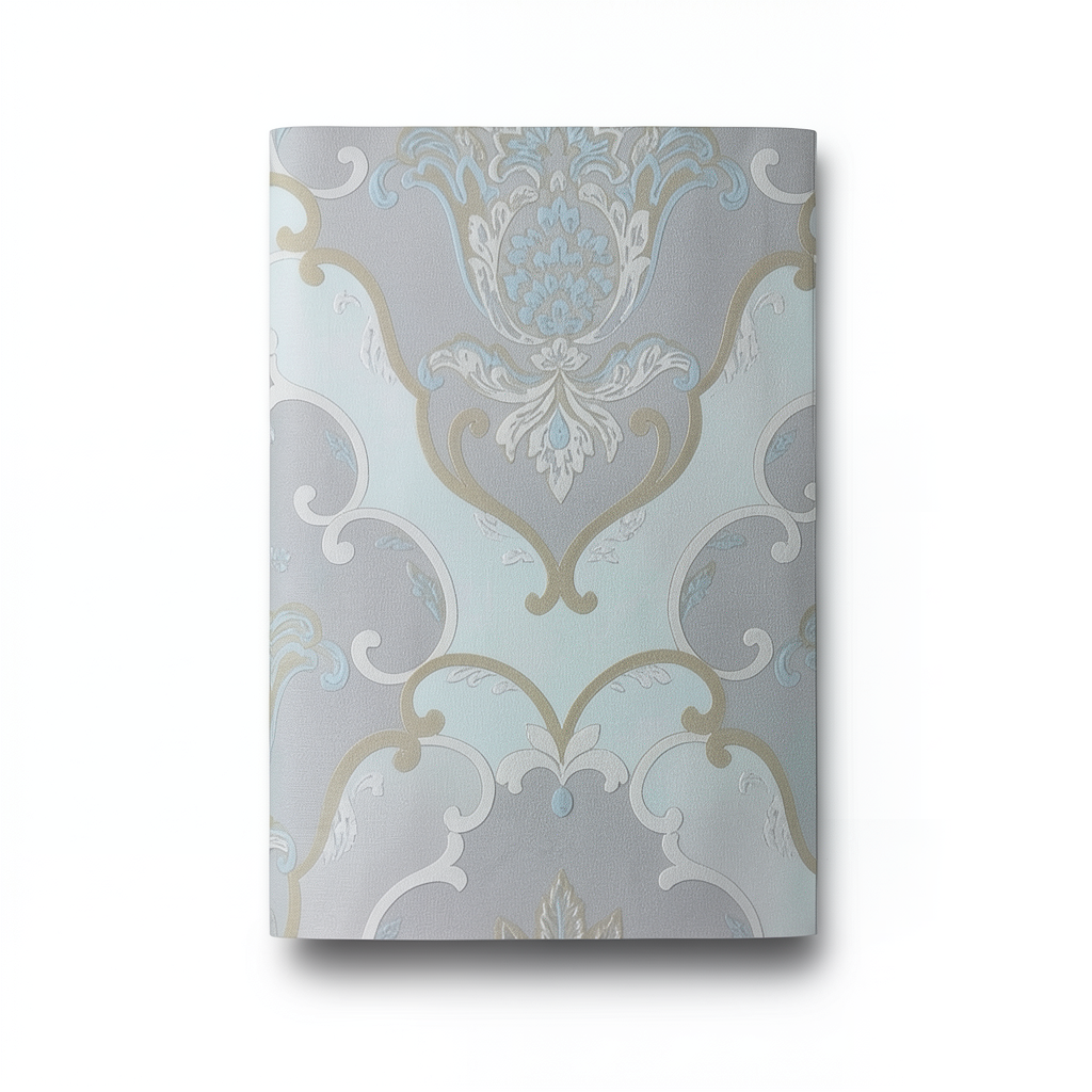 Classic Wallpaper Gray with Sky Blue, Size 10m×1.06m, Model 83011
