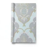 Classic Wallpaper Gray with Sky Blue, Size 10m×1.06m, Model 83011