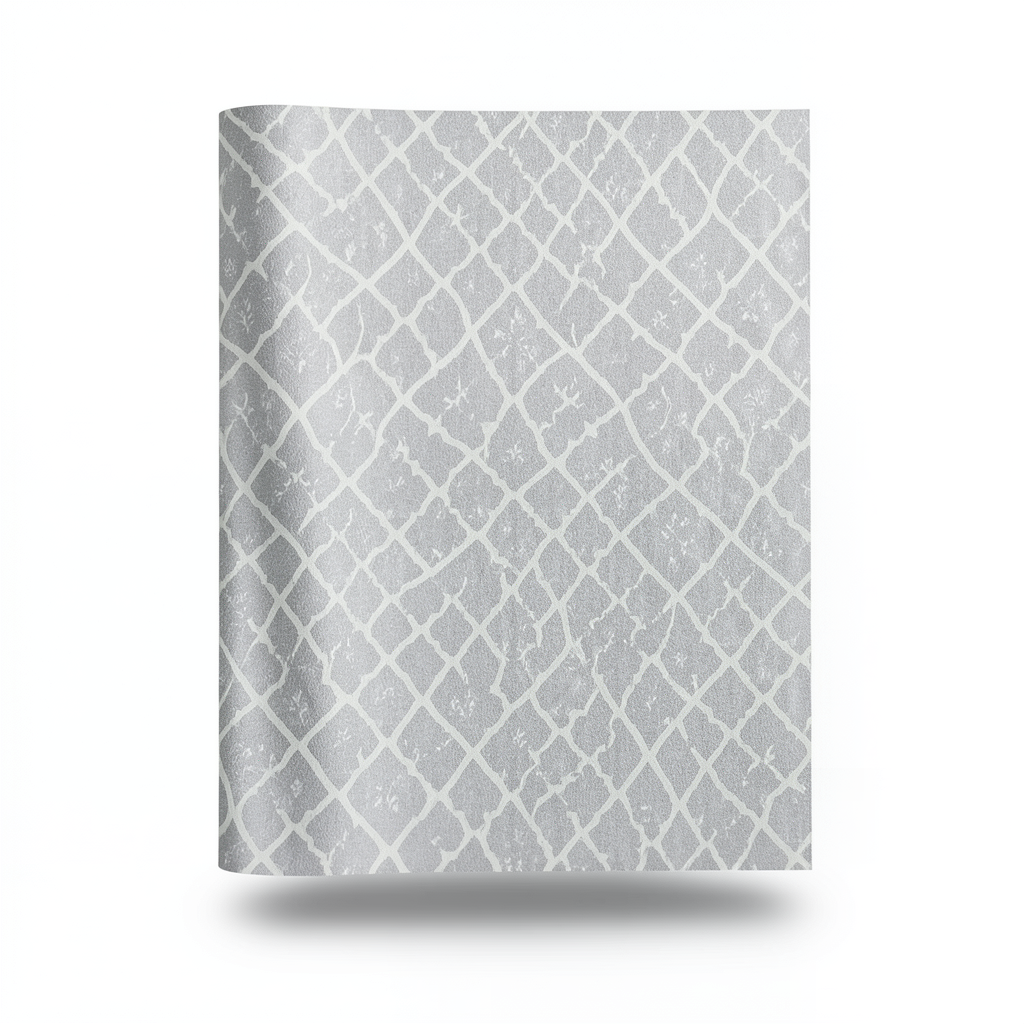 Patterned Wallpaper 15.6m×100cm Gray with Off White Pattern