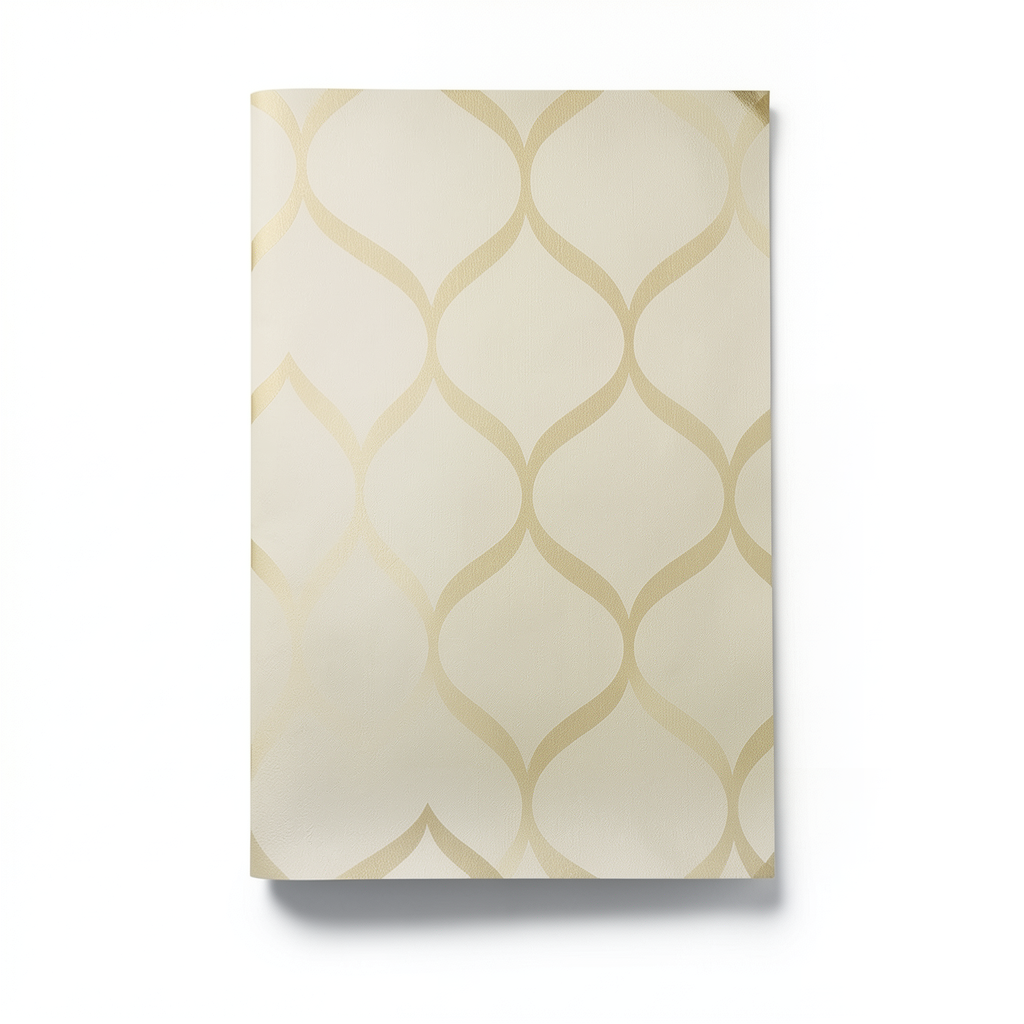 Vinyl Wallpaper Patterned Design 15.6 m x 100 cm Beige with Gold