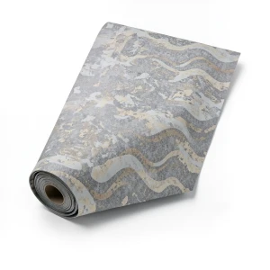 Vinyl Wallpaper Wavy Design Size 15.6m×106cm Gray with Brown