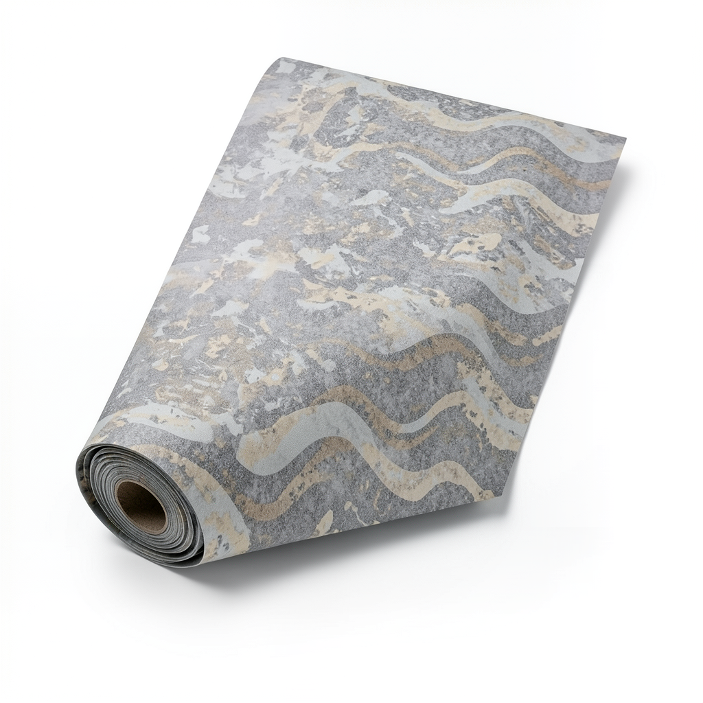 Vinyl Wallpaper Wavy Design Size 15.6m×106cm Gray with Brown