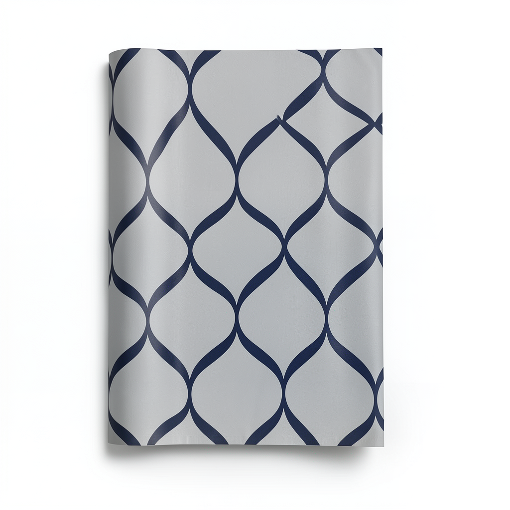 Vinyl Wallpaper Patterned Design 15.6m × 100 cm Gray Navy Blue