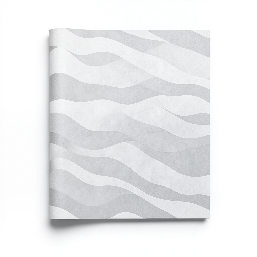 Vinyl Wall Decoration Wavy Design 15.6m×106cm Light Gray