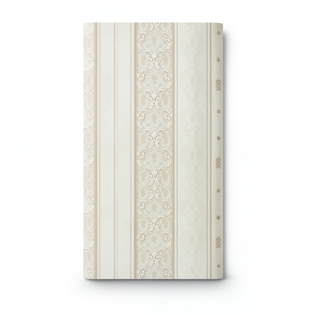 Patterned Wallpaper 15.6m x 100cm Beige with Light Brown Pattern