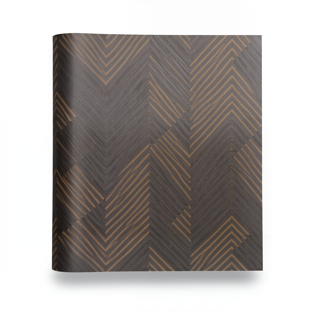 Vinyl Wallpaper Wavy Design 15.6m×106cm Brown Color