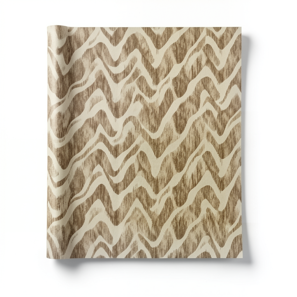 Vinyl Wallpaper Wavy Design 15.6m×106cm Beige with Brown