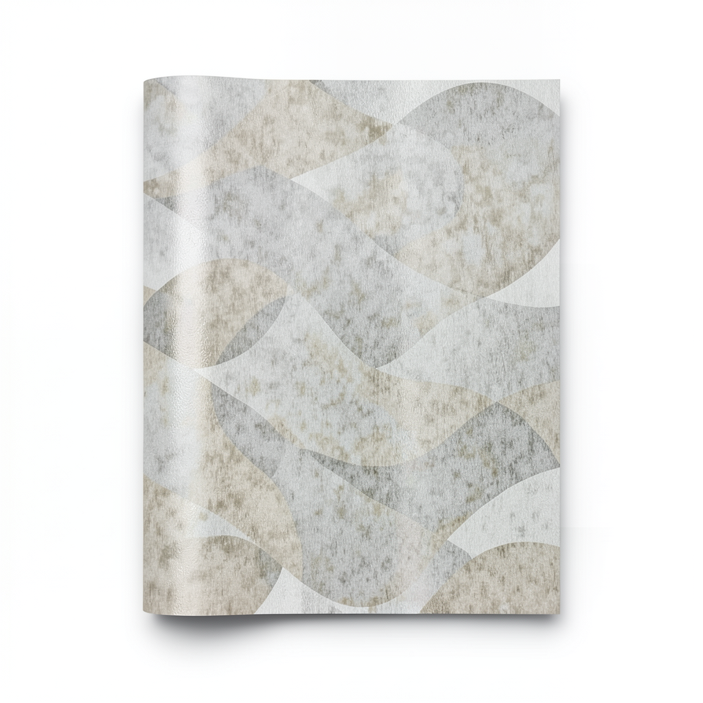 Vinyl Wall Decoration Wavy Design 15.6m×106cm Beige with Gray