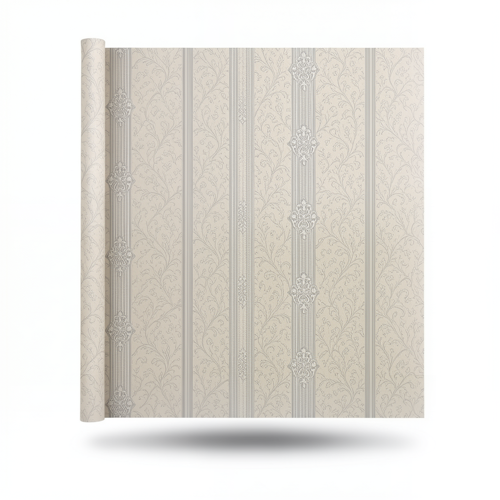 Patterned Wallpaper 15.6m×100cm Beige with Gray Pattern