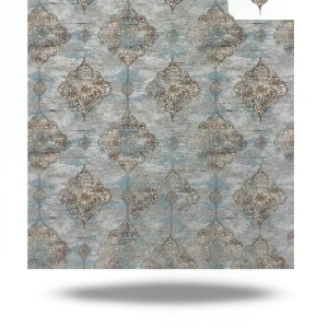 Vinyl Wallpaper Patterned Design 15.6 m x 100 cm Gray with Brown and Blue Patterns