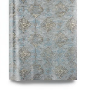 Vinyl Wallpaper Patterned Design 15.6 m x 100 cm Gray with Brown and Blue Patterns