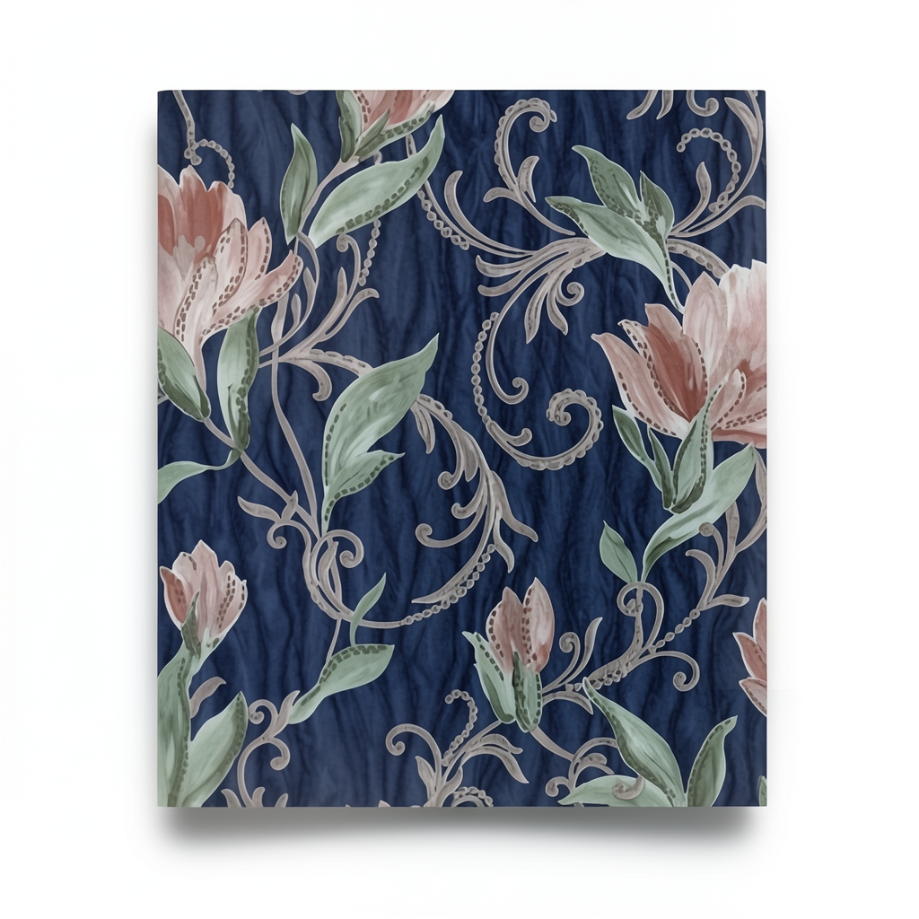 Floral Wallpaper 10m×1.06m Navy Color, Model 83069