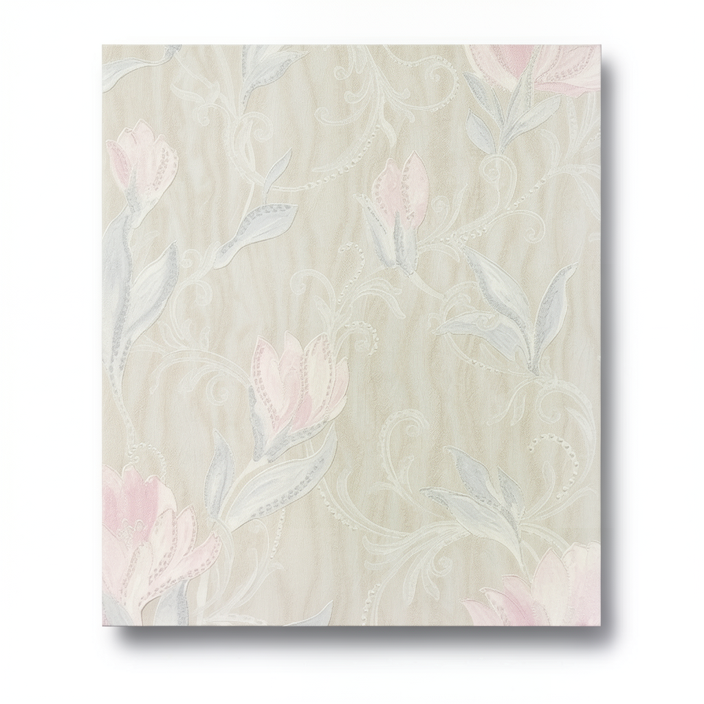 Floral Wall Cover 10m×1.06m Beige Color, Model 83072