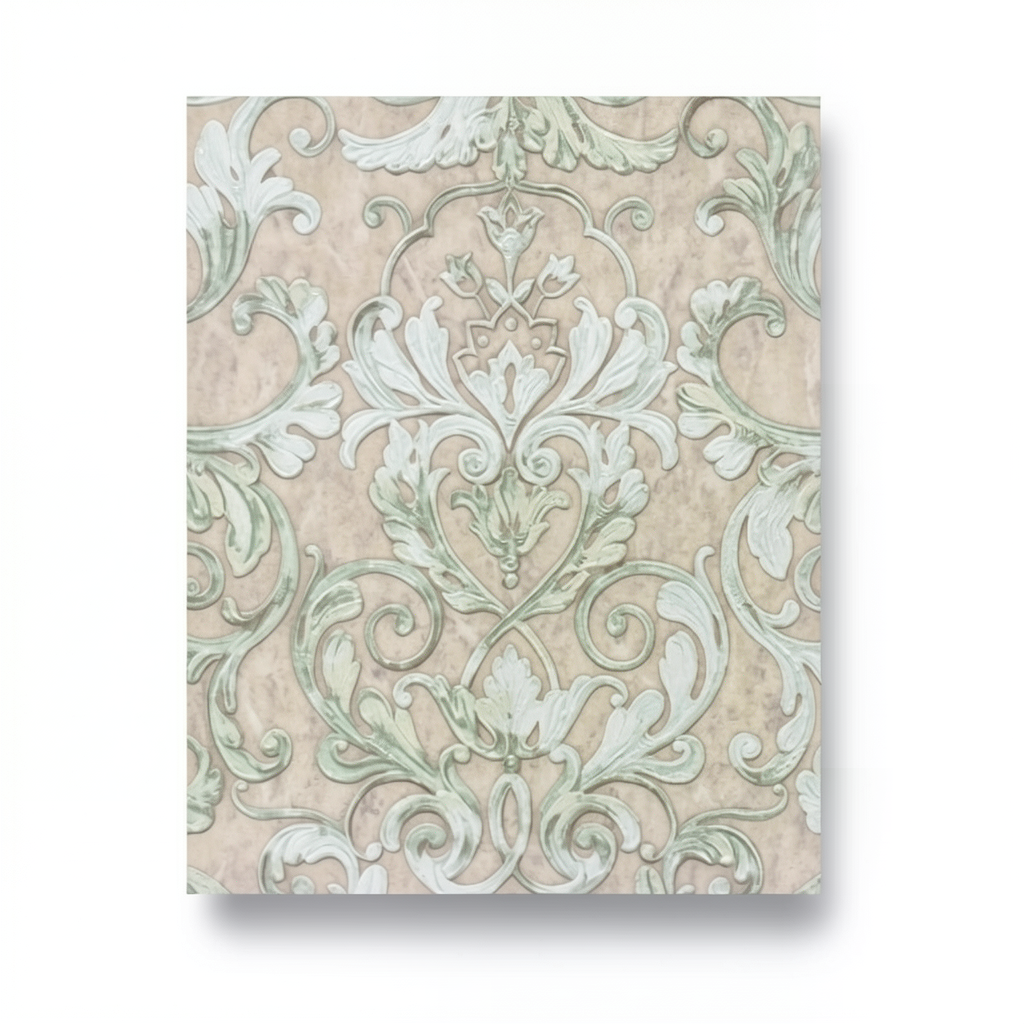 Italian Wall Decoration 10m×1.06m Beige with Light Green, Model 85011