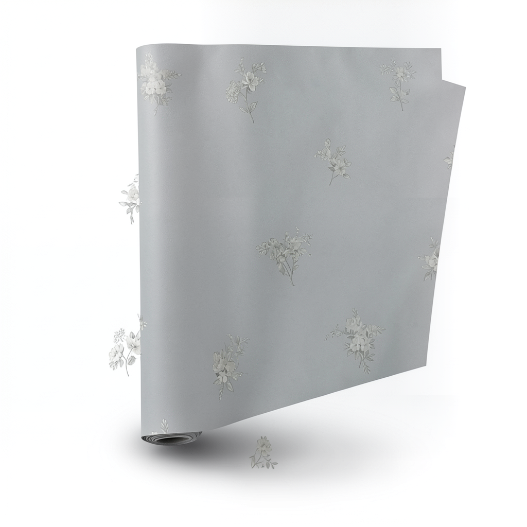 Floral Wallpaper Vinyl Wrap 15.6m x 106cm Gray