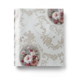 Floral Wallpaper Vinyl Wrap 15.6m x 106cm White Red Brown Grey