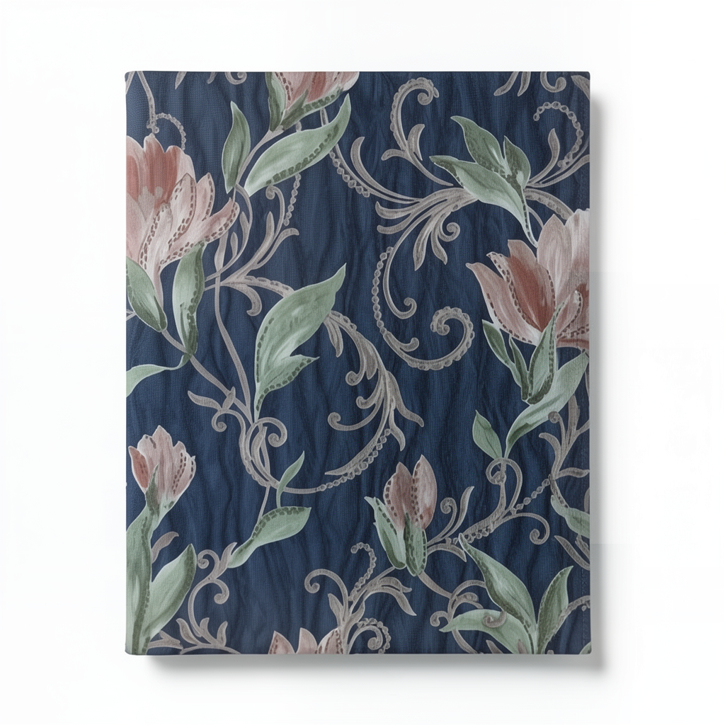 Floral Wallpaper 10m×1.06m Navy Color, Model 83069