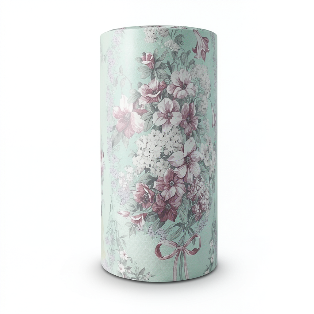 Floral Wallpaper Vinyl Wrap 15.6m x 106cm Light Green Red Grey