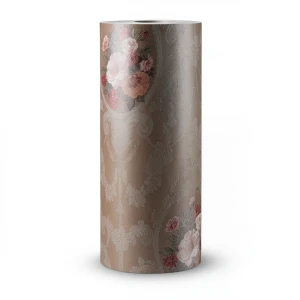 Floral Wallpaper Vinyl Wrap 15.6m x 106cm Brown with Red on Grey