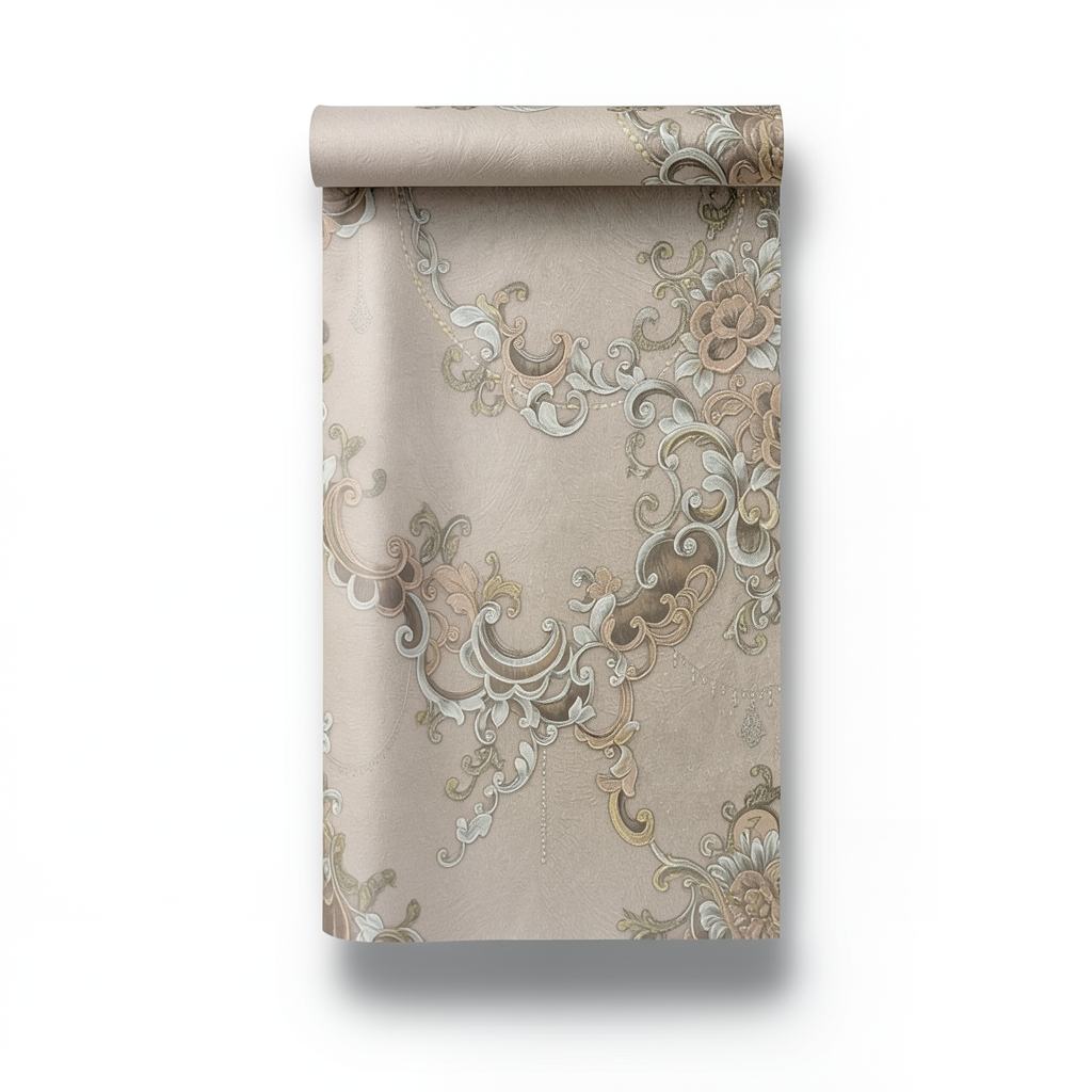 Italian Wall Covering Beige Color, 10m Length, 1.06m Width, Model 85030