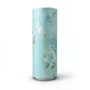 Floral Wallpaper Vinyl Wrap 15.6m x 106cm Cyan Green Grey