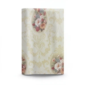 Floral Wallpaper Vinyl Wrap 15.6m x 106cm Beige with Red and White