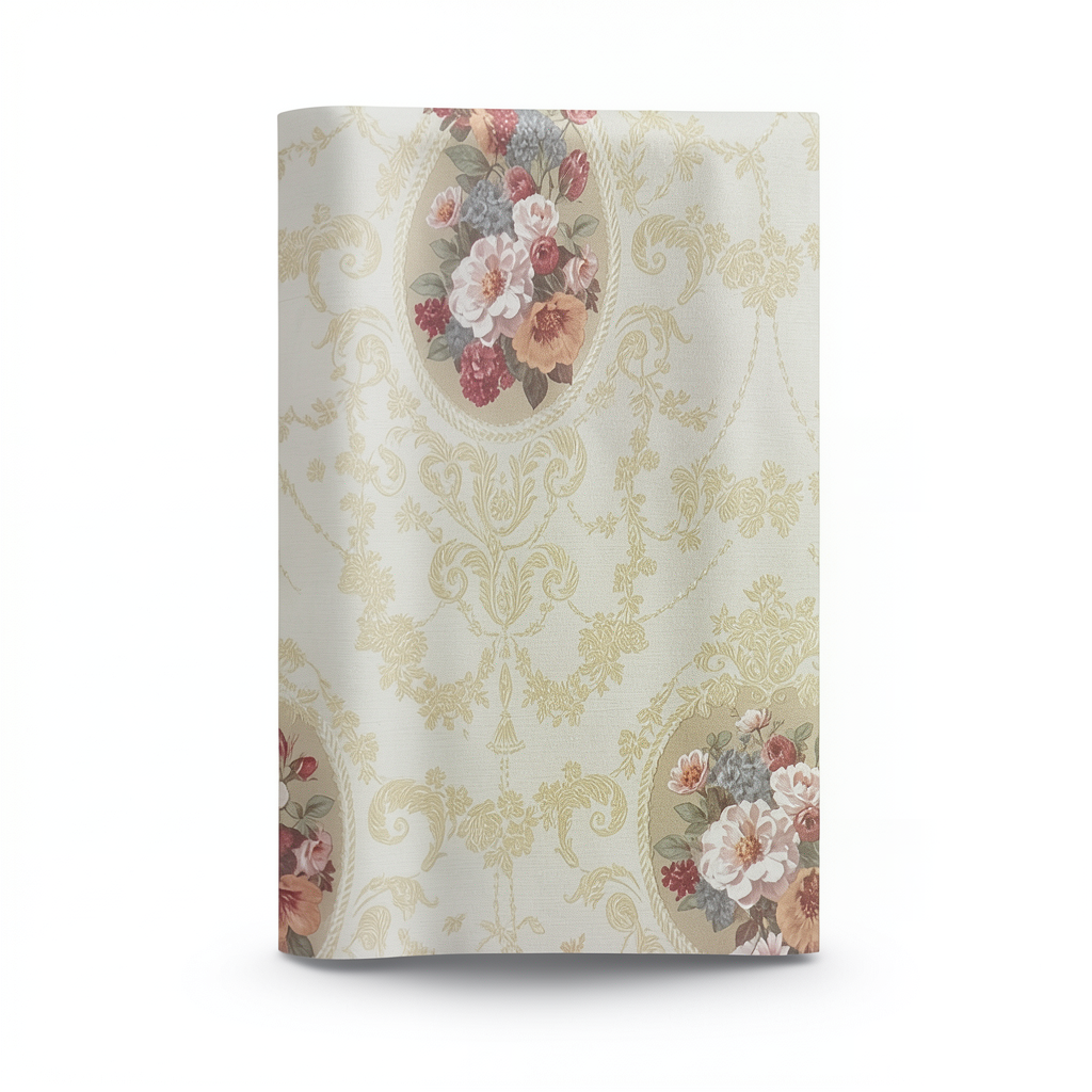 Floral Wallpaper Vinyl Wrap 15.6m x 106cm Beige with Red and White