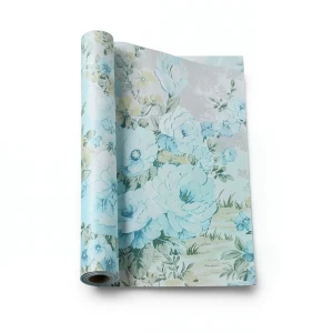 Floral Wallpaper Vinyl Wrap 15.6m x 106cm Cyan Gray Green