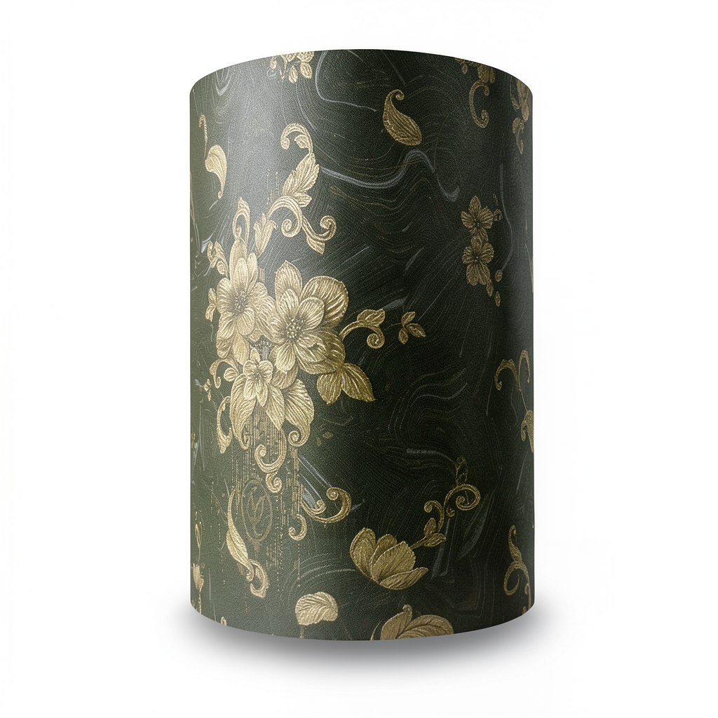 Italian Patterned Wallpaper 10m×1.06m Dark Olive Green, Model 84004