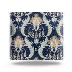 Italian Wallpaper Navy Blue with Beige Color, Length 10m, Width 1.06m, Model 82004