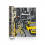 Vinyl Wall Decoration, Youthful Design, Size 10m×53cm, yellow and dark gray Color
