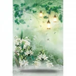 Italian Wall Decoration, Green Color, Length 10 m, Width 0.73 m, Model 25217