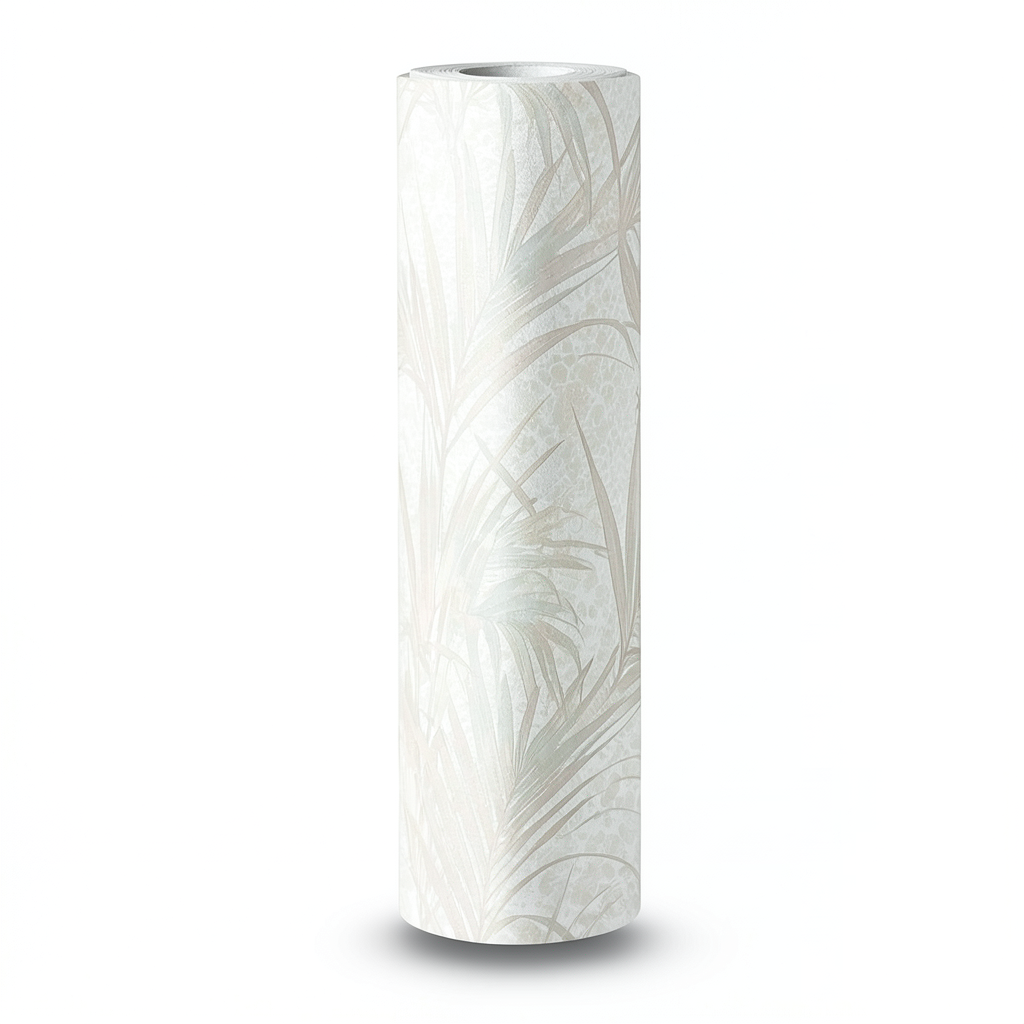 Italian Wall Decor 10m x 1.06m, OFF White, Leaf Pattern