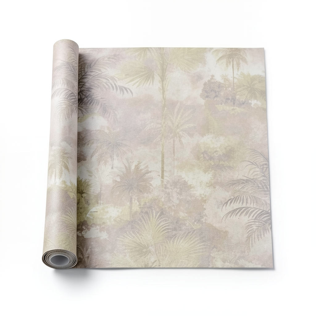 Italian Wall Covering Size 10m×1.06m, Beige with Gray Color