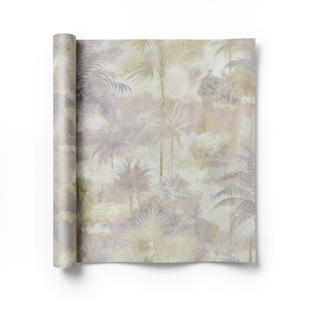 Italian Wall Covering Size 10m×1.06m, Beige with Gray Color
