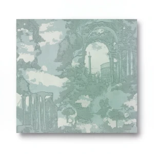 Italian Wall Decoration Grayish-green Color, 10m x 1.06m, Model Z44932