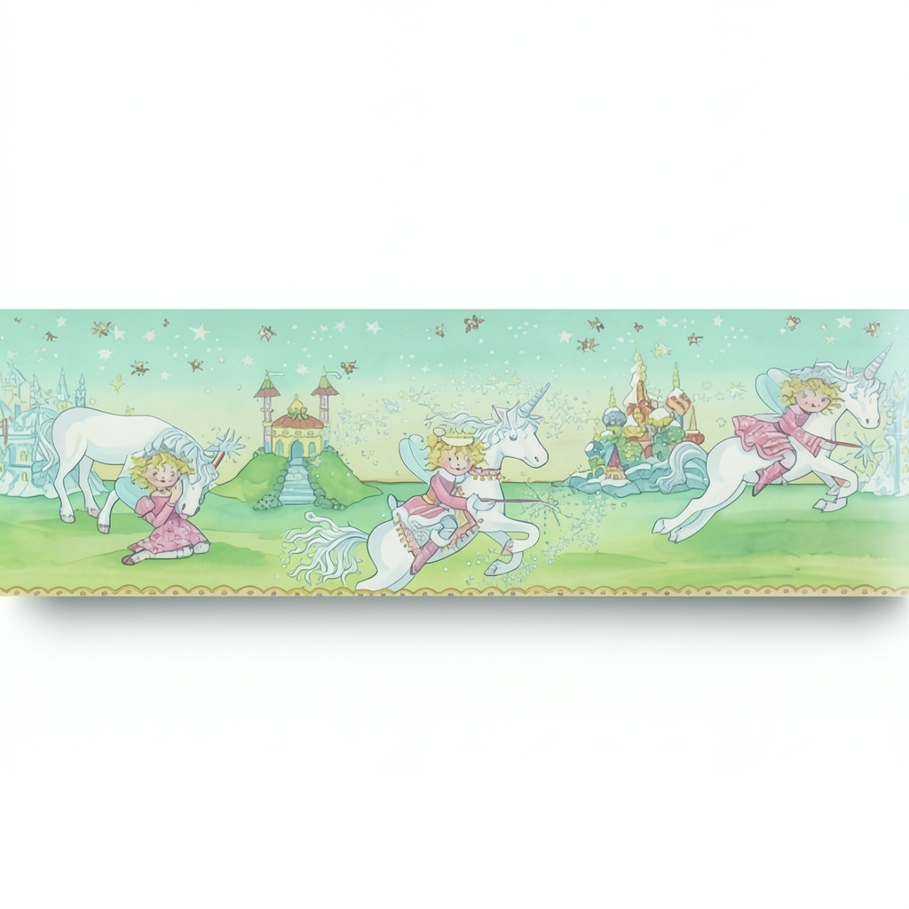 Youth and Children Wallpaper 10m x 0.53m Green with Blue