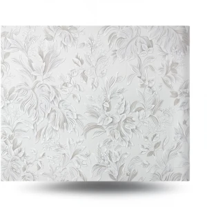 Leaf-patterned Wall Covering 10m×1.06m Light Gray Color