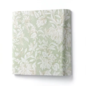 Leaf-patterned Italian Paper 10m×1.06m Light Green with Beige, Model Z46052