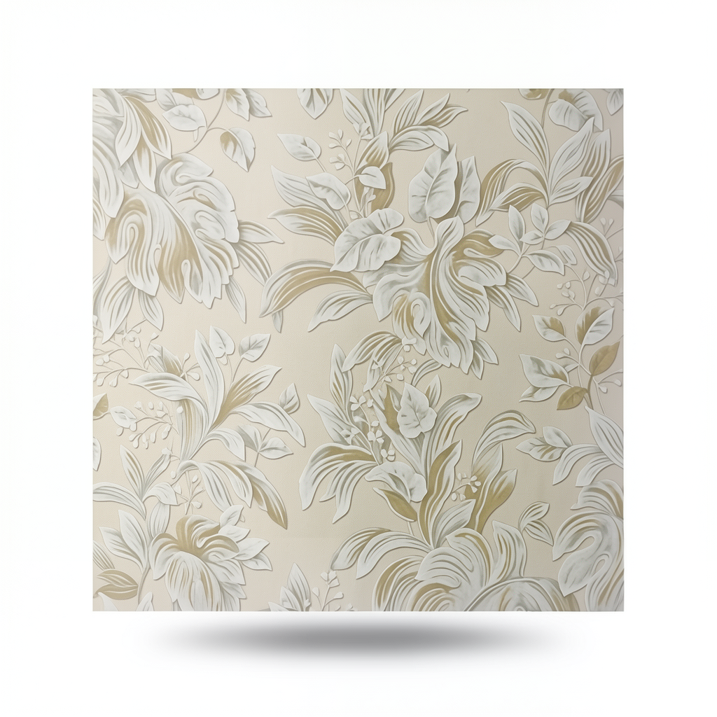 Leaf-patterned Wallpaper Wall Cover 10m×1.06m Beige Color, Model Z46045