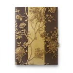 Floral Italian Paper Brown with Golden Color, Size 10m×0.70m, Model 12015