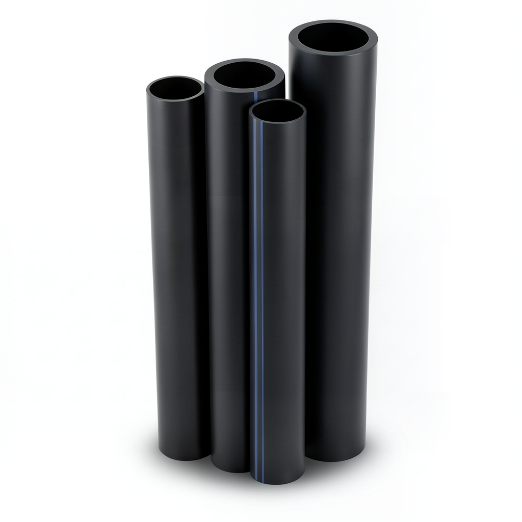 أنابيب HDPE PE 80 ضغط 4.8 بار قطر خارجي 160 مم سمك 9.1 مم لون أسود