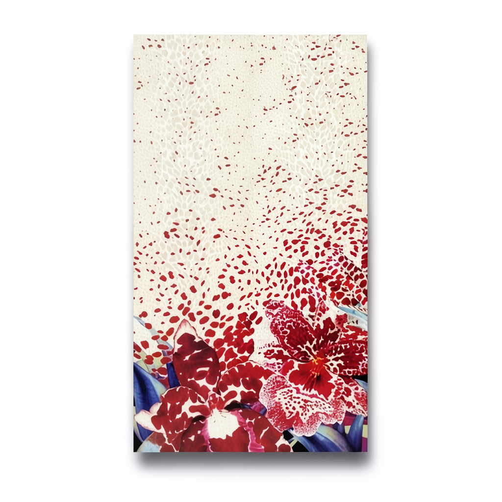 Patterned Wallpaper 10m×0.70m Light Beige with Red, Model 12072
