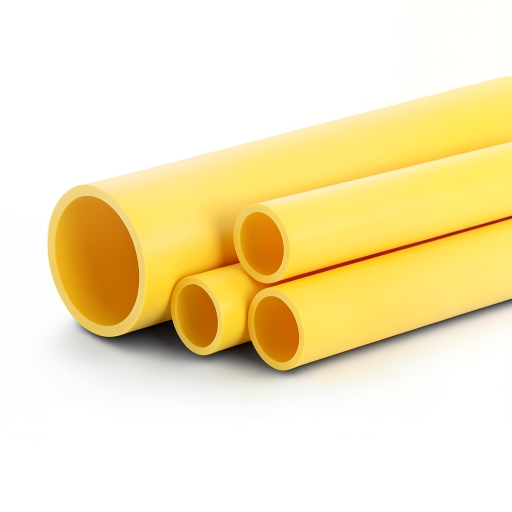 أنابيب HDPE PE 80 ضغط 4.8 بار قطر خارجي 140 مم سمك 8 مم لون أصفر