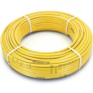 أنابيب HDPE PE 80 ضغط 4.8 بار قطر 110 مم سمك 6.3 مم لون أصفر
