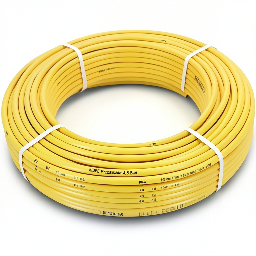 أنابيب HDPE PE 80 ضغط 4.8 بار قطر 110 مم سمك 6.3 مم لون أصفر