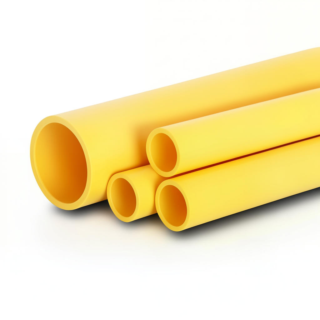 أنابيب HDPE PE 80 ضغط 4.8 بار قطر خارجي 140 مم سمك 8 مم لون أصفر