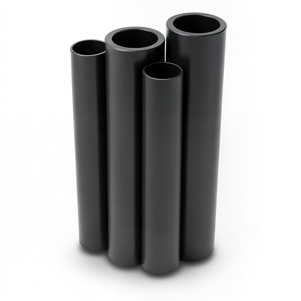 مواسير HDPE بولي ايثيلين عالي الكثافة PE 100 ضغط 6 بار قطر خارجي 225 مم سمك 12.8 مم لون أسود